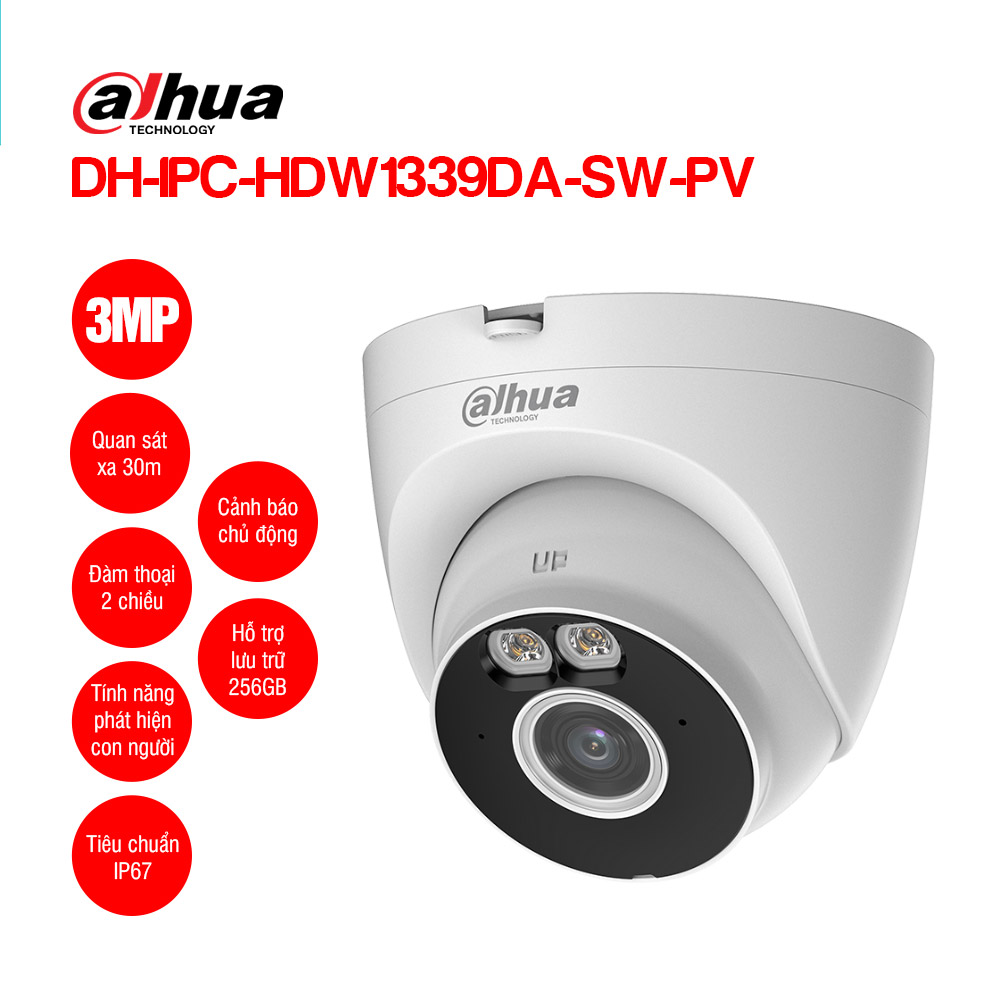Camera IP Wifi 3.0MP DAHUA DH-IPC-HDW1339DA-SW-PV